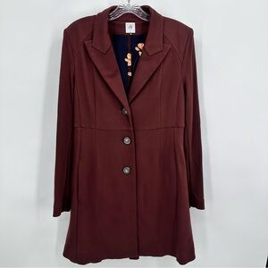 CAbi Boss Long Jacket Blazer Duster Coat Currant Wine Size M